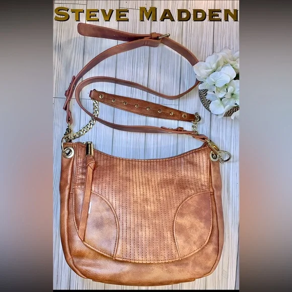 sOLD Steve Madden Brown Vegan Leather Crossbody Satchel - Picture 2 of 16